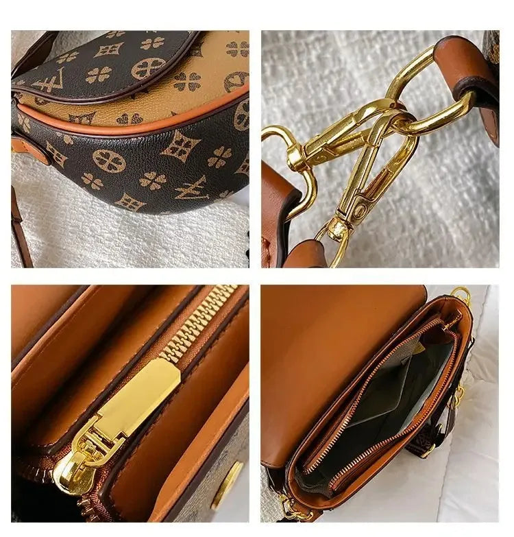 Trendy Textured Half-Round Saddle Bag