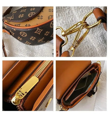 Trendy Textured Half-Round Saddle Bag
