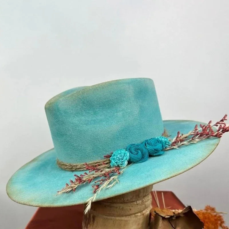 Wool Homburg Panama Hat – Unisex Western Photo Prop Headwear