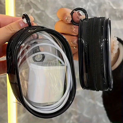 Portable Mini Clear Zipper Bag - Organizer for Earphones & Chargers