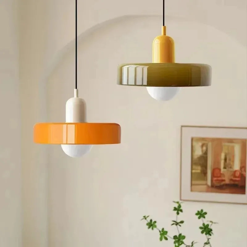 Nordic Retro Glass Pendant Lamp – E27 LED Indoor Chandelier