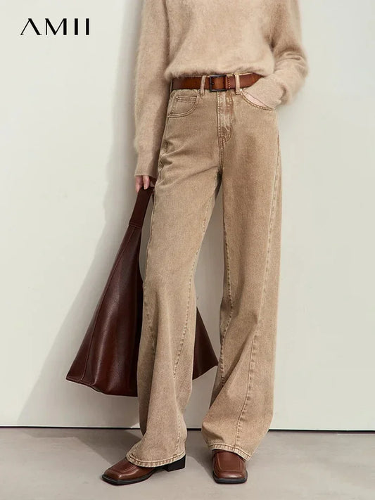 Women’s Retro Wide-Leg Jeans – Loose Straight Cotton Denim Pants