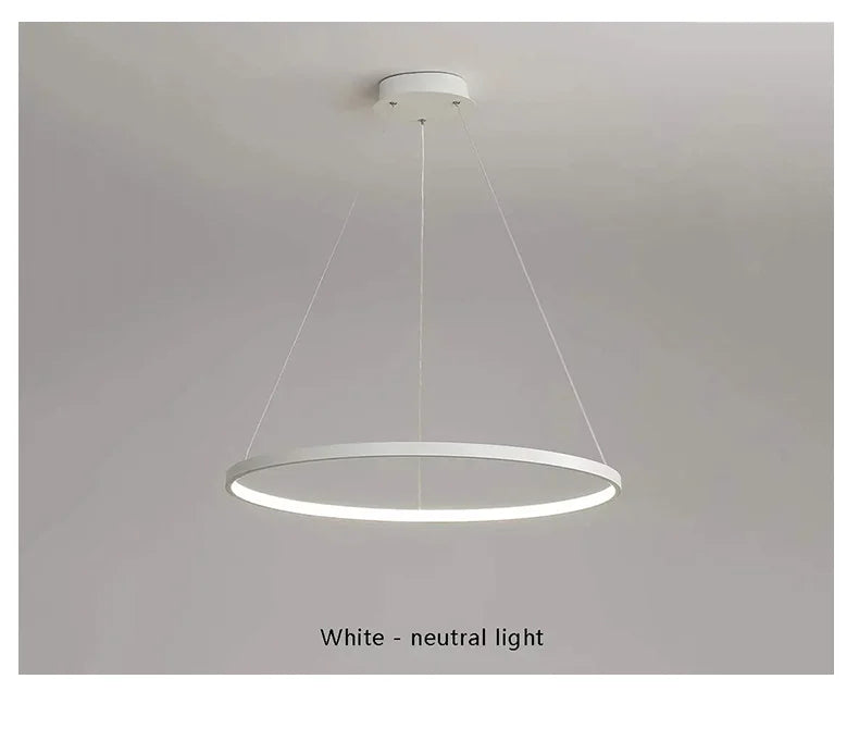 Modern Round LED Pendant Light – Black/White Minimalist Chandelier