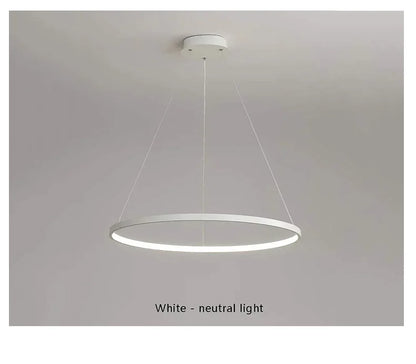 Modern Round LED Pendant Light – Black/White Minimalist Chandelier
