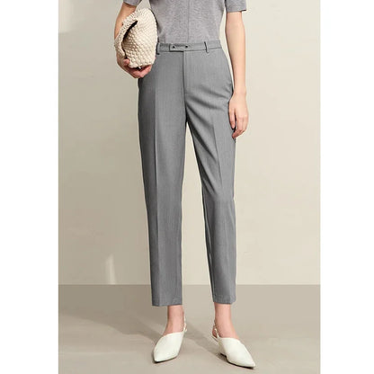 Women’s Straight Casual Pants – Summer Elastic Waist Office Wear