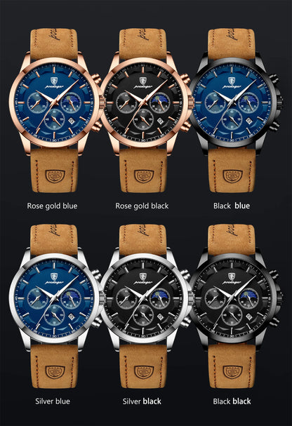 POEDAGAR Men's Luxury Quartz Chronograph Waterproof Watch