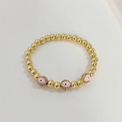 18K Gold Plated Evil Eye Bracelet – CZ Beads, Waterproof Design