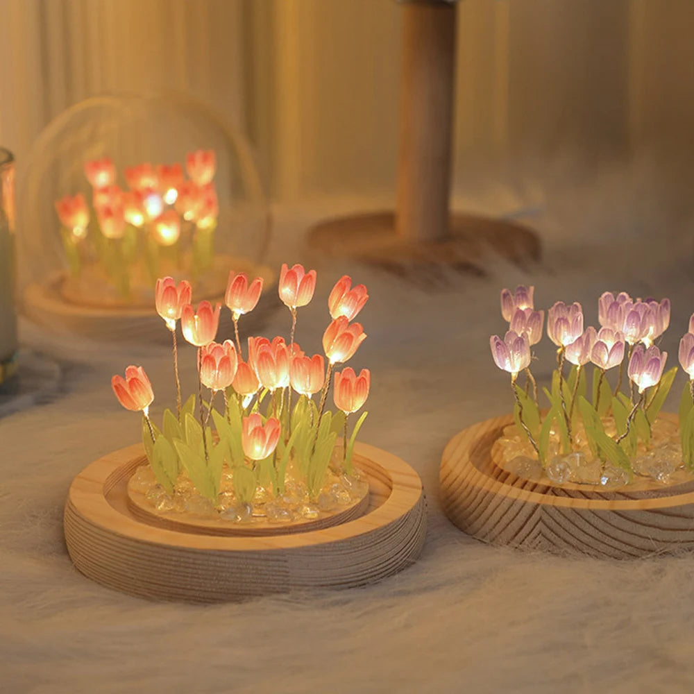DIY Tulip LED Night Light – Battery Operated Flower Table Lamp