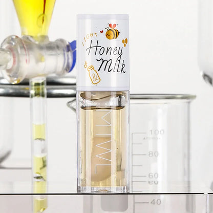 Peach Milk Honey Lip Oil – Moisturizing Gloss with Big Brush