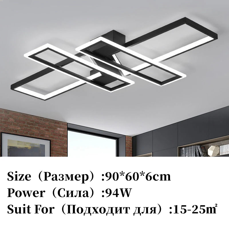 Modern Rectangle LED Ceiling Light – Creative Living Room Fixture