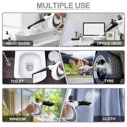 Portable Handheld Steam Cleaner – 9-Piece Pressurized Steamer for Home & Car