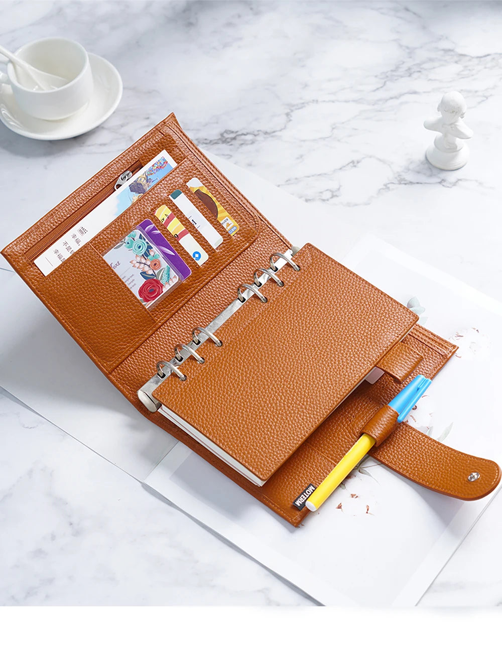 Personal Size Planner – 30mm Rings, Genuine Pebbled Grain Leather