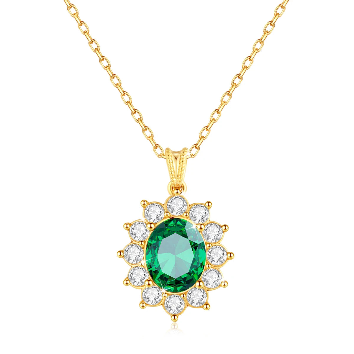 Au750 18K Gold Emerald Necklace – Oval 8x10mm Stone with Certificate