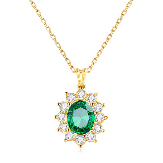 Au750 18K Gold Emerald Necklace – Oval 8x10mm Stone with Certificate