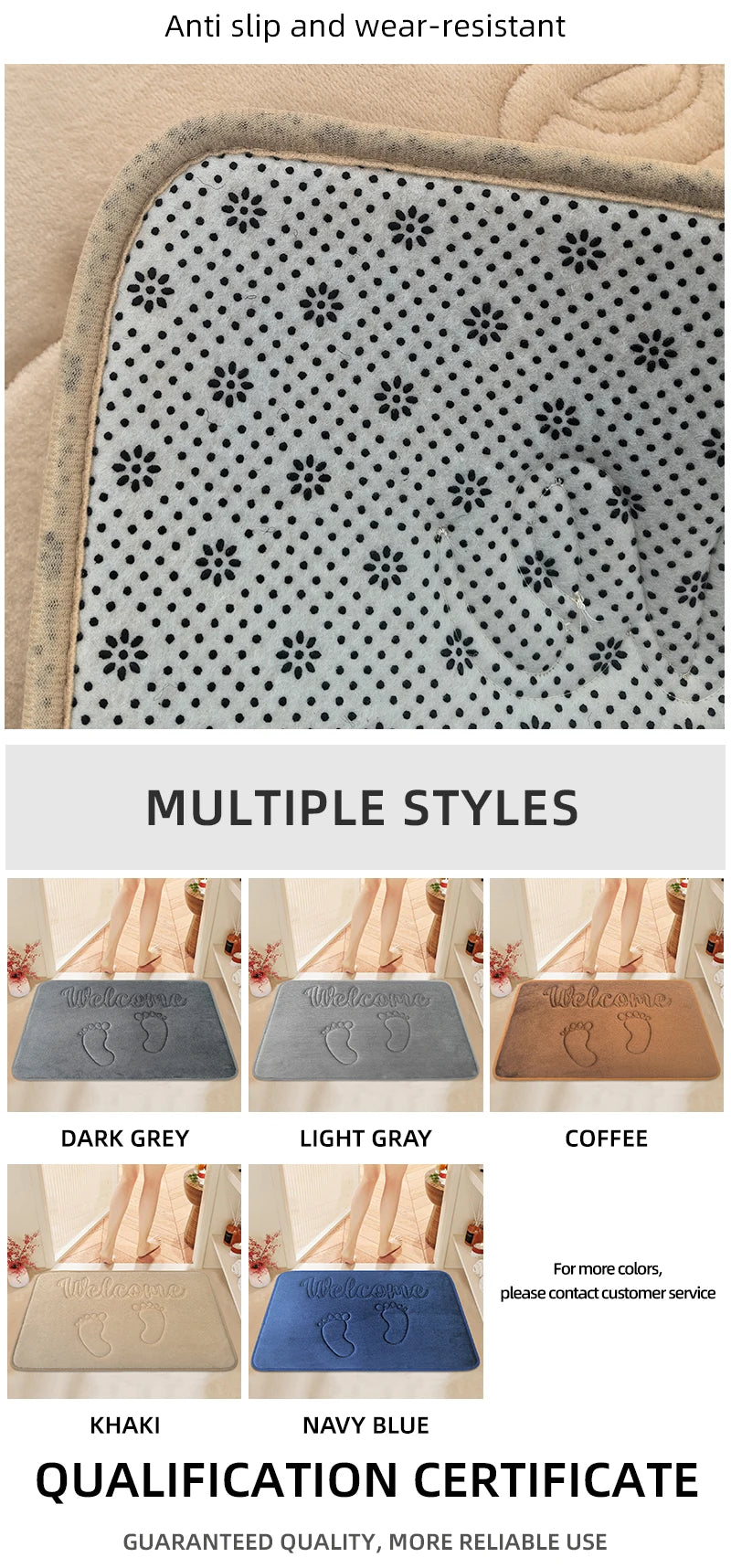 Anti-Slip Cobblestone Bathroom Floor Mat – Water Absorbent Rug