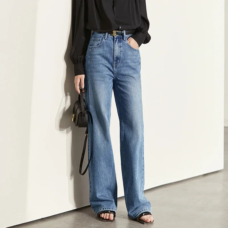 Women’s Vintage Loose Wide Leg Denim Jeans – Casual Spring Pants