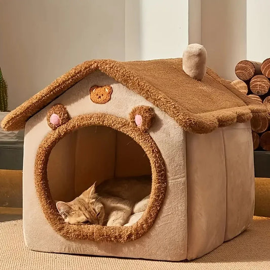 Foldable Pet House – Washable Cave Bed for XS Dogs & S/M Cats