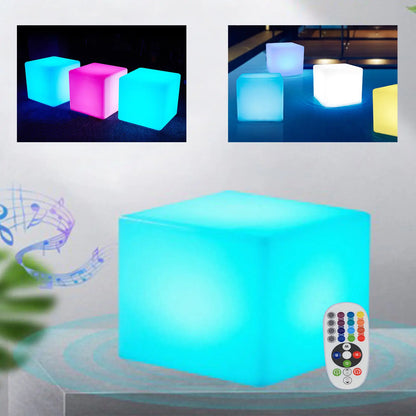 LED Cube Bar Stool Chair with 16 RGB Colors & Remote – 17" Light