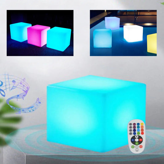 LED Cube Bar Stool Chair with 16 RGB Colors & Remote – 17" Light
