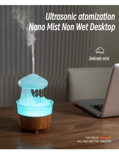 Rain Drip Mushroom Humidifier with 7 Color LED Aroma Diffuser