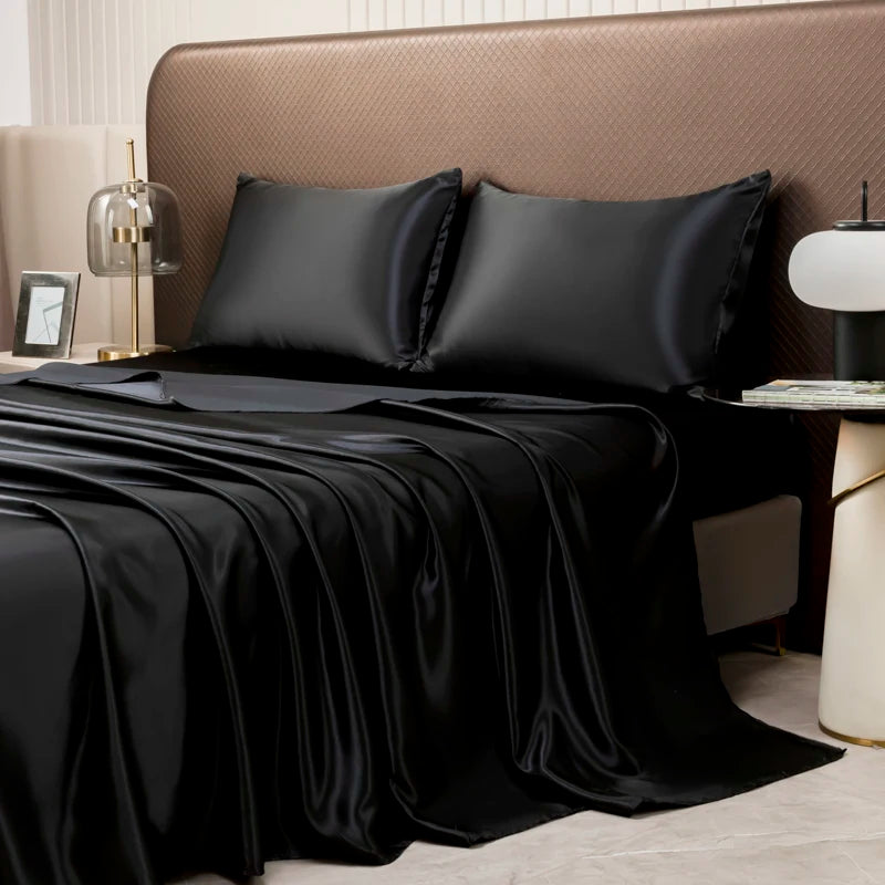Silky Satin Bed Sheet Set – Cooling Summer Sheets with Pillowcase