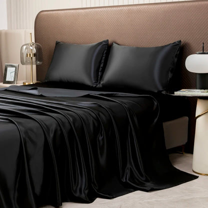 Silky Satin Bed Sheet Set – Cooling Summer Sheets with Pillowcase
