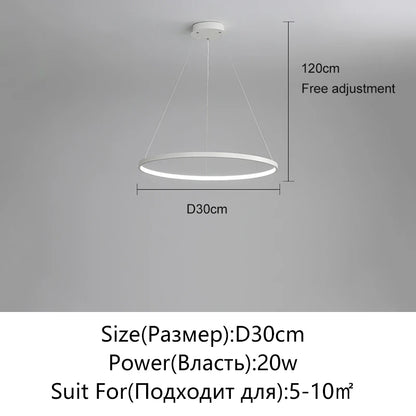Modern Round LED Pendant Light – Black/White Minimalist Chandelier