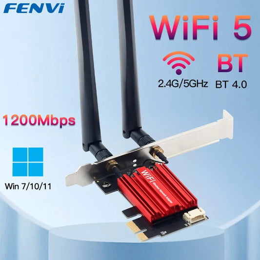 FENVI AC1200 WiFi 5 PCI-E Adapter with Bluetooth 4.0 for PC
