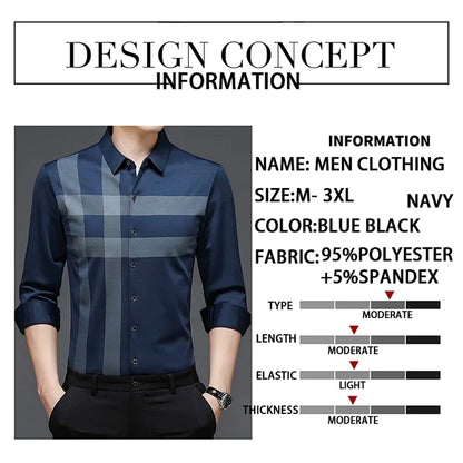 Men’s Striped Vintage Shirt – Long Sleeve Spring/Autumn Casual Top