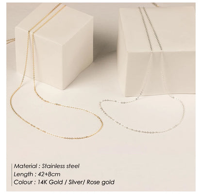 Fine Gold Color Stainless Steel Chain Necklace – Short & Long Styles