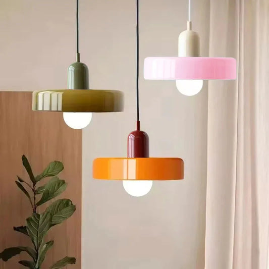 Nordic Retro Glass Pendant Lamp – E27 LED Indoor Chandelier