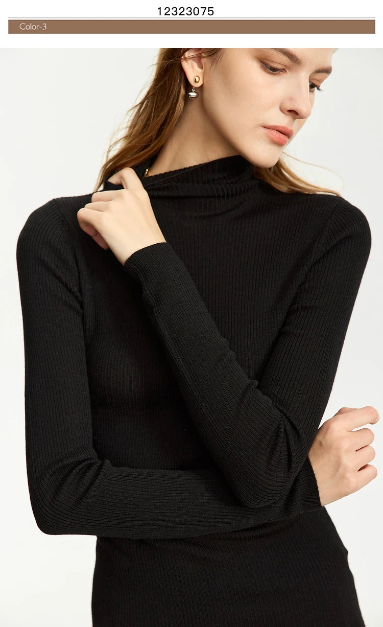 Women’s Slim Fit Turtleneck Sweater – Warm High Elastic Pullover