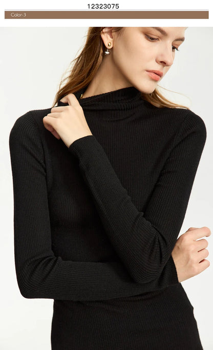 Women’s Slim Fit Turtleneck Sweater – Warm High Elastic Pullover