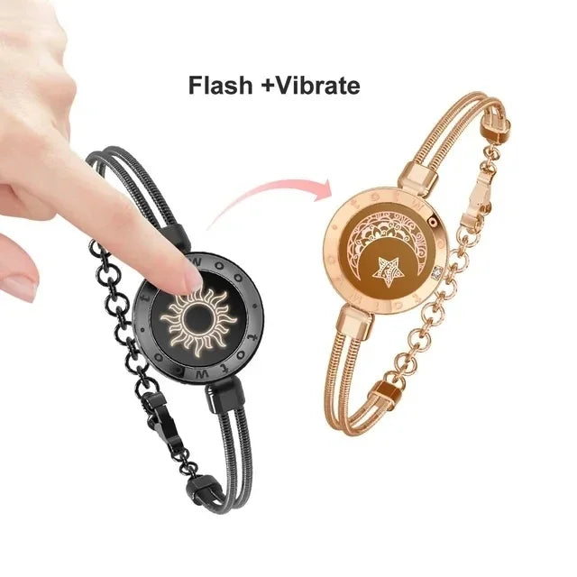 Long Distance Touch Bracelets – Sun & Moon Light-Up Couples Gift