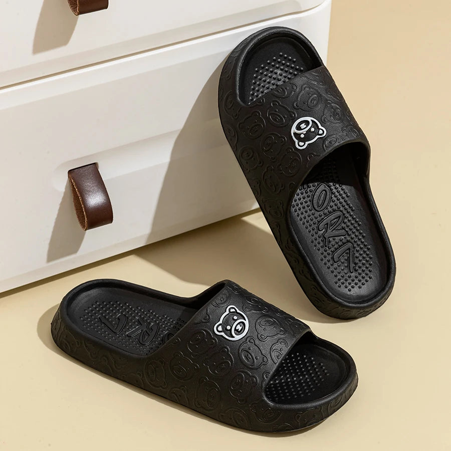 Summer Bear Print Slippers Non-Slip