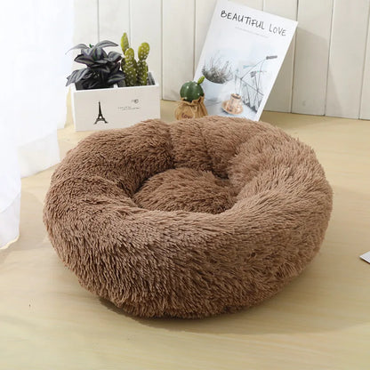 Round Cat Bed House - Soft Plush Cushion Bed for Dogs & Cats, Pet Sleeping Sofa
