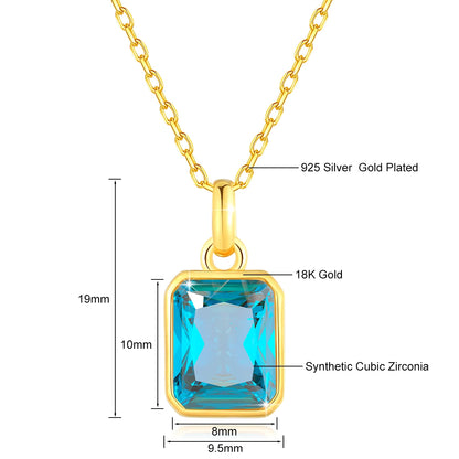 18K Gold Necklace for Women – 8x10mm Yellow Stone Rectangle