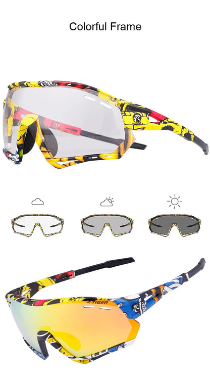 5-Lens Polarized Cycling Glasses – UV Protection Sports Eyewear