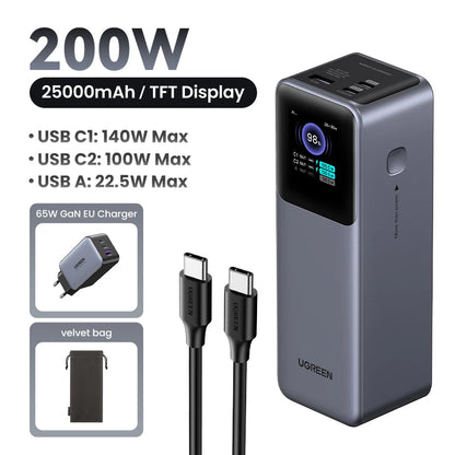 Cartmela 200W 25000mAh Power Bank – PD Fast Charging for Laptops