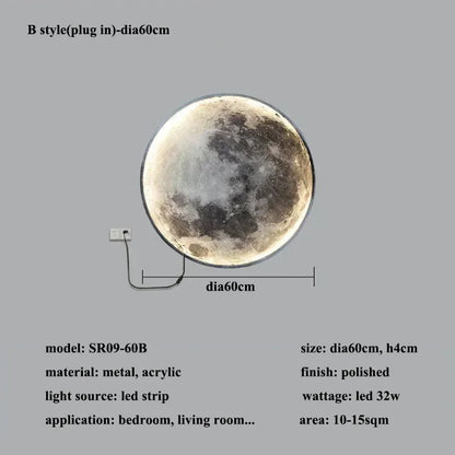 Modern 3D Moon LED Wall Lamp – Bedroom & Living Room Light