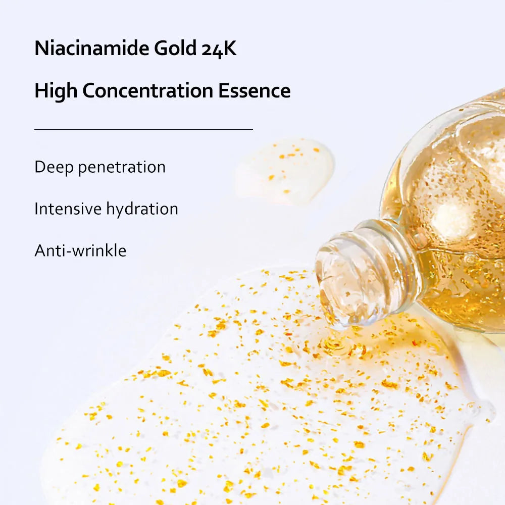 24K Gold Niacinamide Skincare Set – Serum & Eye Cream Kit