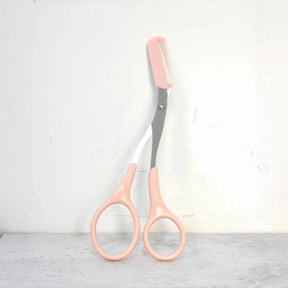 Pink Eyebrow Trimming Scissors with Comb – Precise Grooming Tool