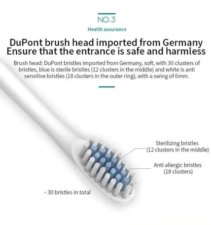 Sonic Electric Toothbrush for Adults | 3 DuPont Heads, USB Rechargeable, IPX7 Waterproof