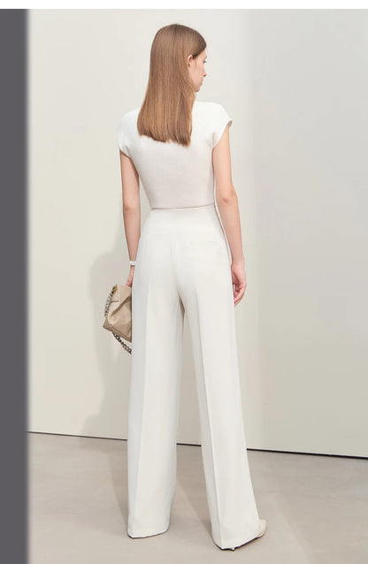 Women’s Wide-Legged Casual Pants – Summer Straight Full-Length Trousers