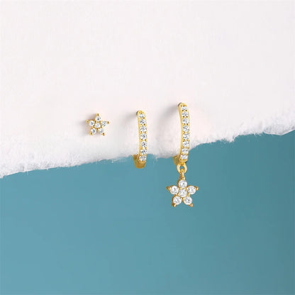 925 Sterling Silver Earring Set – Waterdrop, Flower & Pearl Trio