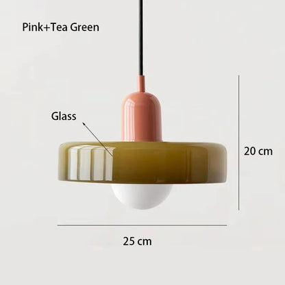 Nordic Retro Glass Pendant Lamp – E27 LED Indoor Chandelier