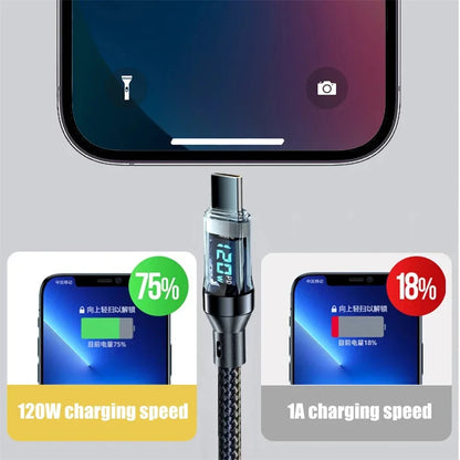 NNBILI 120W Type-C Cable – Fast Charging with LED Display