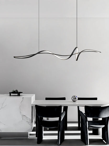 Modern Curved LED Pendant Light – Minimalist Dining Room Fixture