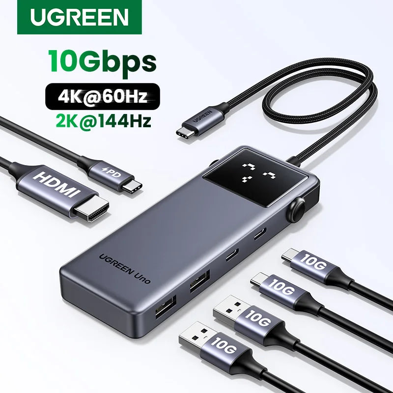 Uno 6-in-1 USB-C Hub – 4K 60Hz, 100W PD, 10Gbps Splitter