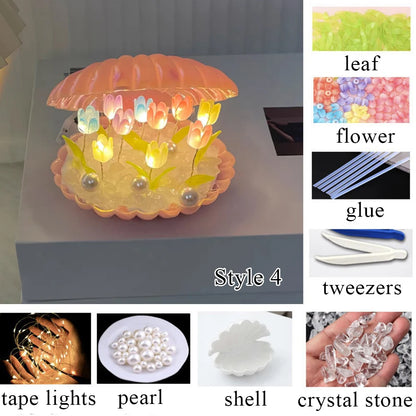 DIY Tulip LED Night Light – Battery Operated Flower Table Lamp
